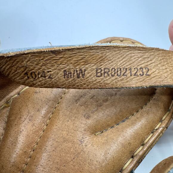 Born Laila Leather Ankle Slingback Wedge Sandals Blue Gray Womens Size US 10M - Picture 9 of 10